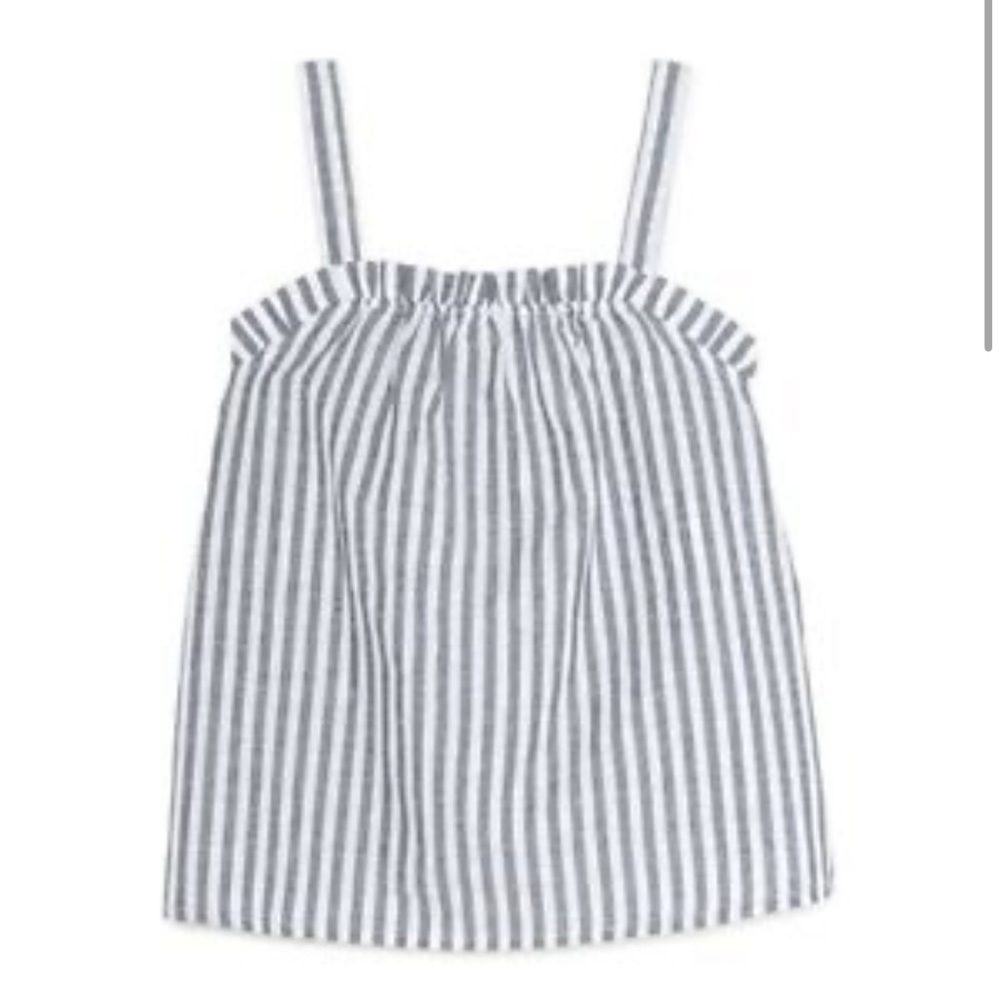 Wonder Nation Girls SIZE S (6-6X) Ruffle Neck Striped Woven Tank Top, New